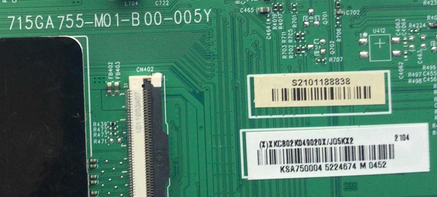 MAIN PARA SMART TV VIZIO 4K RESOLUCION (3840 X 2160) / NUMERO DE PARTE XLCB02K049 / 715GA755-M01-B00-005Y / KSA750004 / S2101188838 / DISPLAY T750QVN04.8 / MODELO P75Q9-H1 LTYAZP - Imagen 2